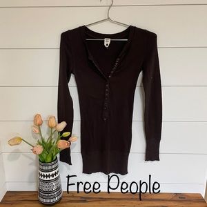 Free People Slim Fit Brown Sweater